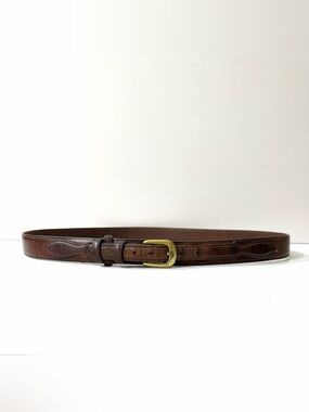 Vintage 1 1/8” Leather Braided Belt with Solid Brass Buckle